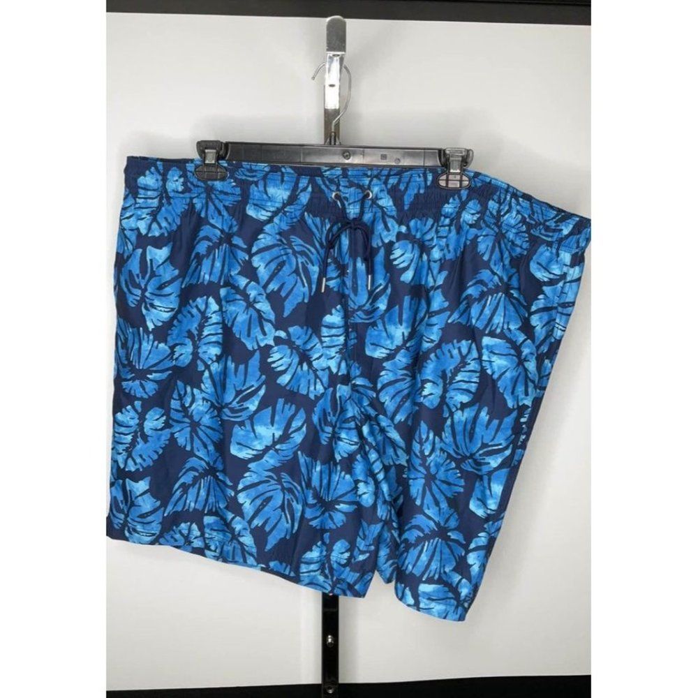 Lands' End Blue Leaf Print Men's Swim Shorts